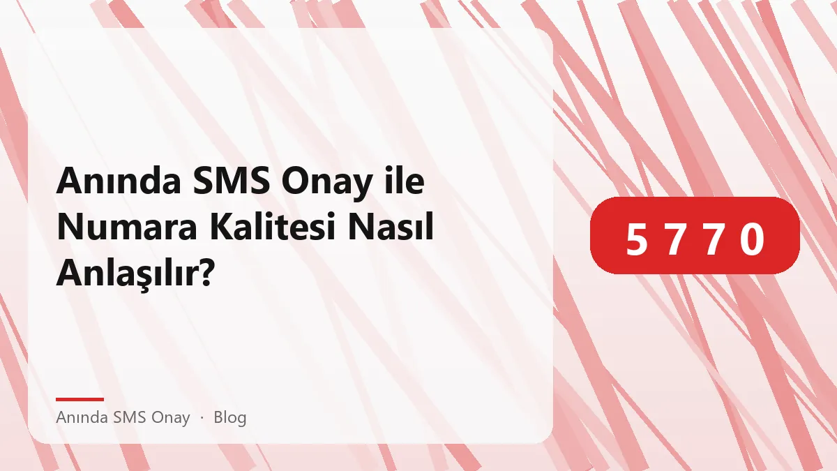 Anında SMS Onay ile numara kalitesi değerlendirmesi