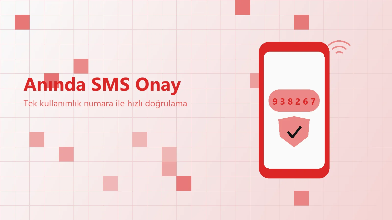 Anında SMS Onay ekranında anında sms onay kodunun geldiği an; kırmızı arayüz ve canlı numara listesi